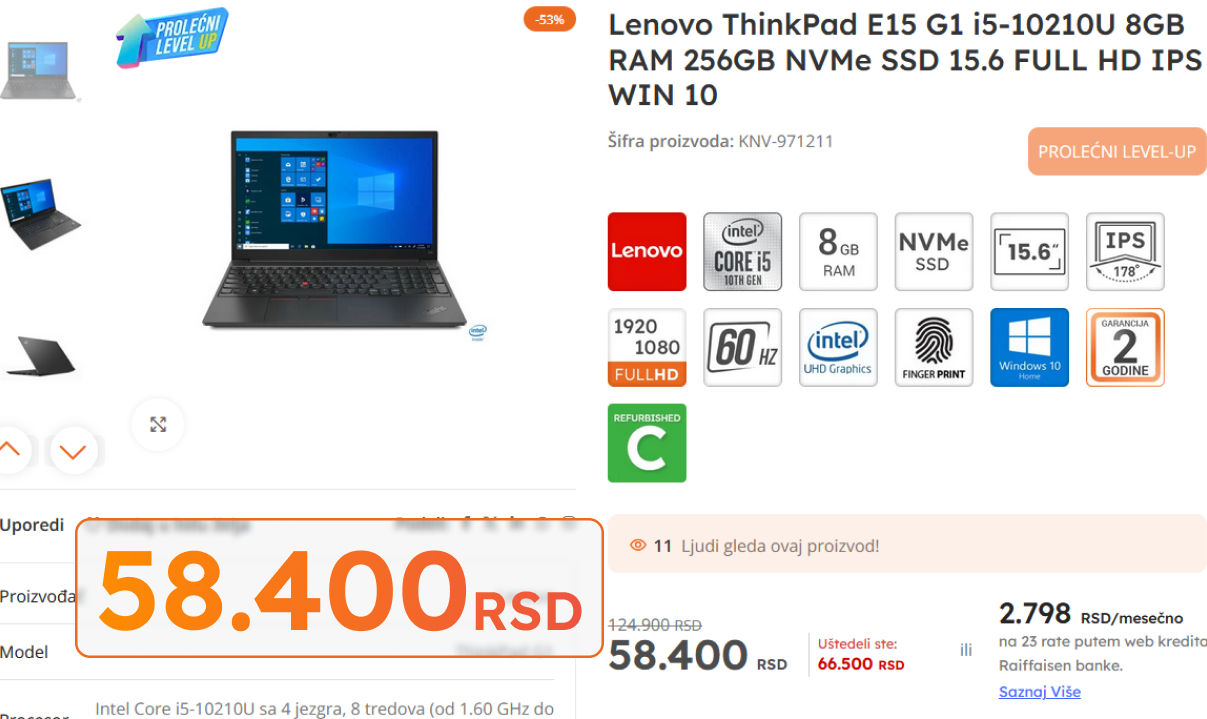 Lenovo ThinkPad E15 refurbished Lenovo ThinkPad E15 serija - Biznis klasa