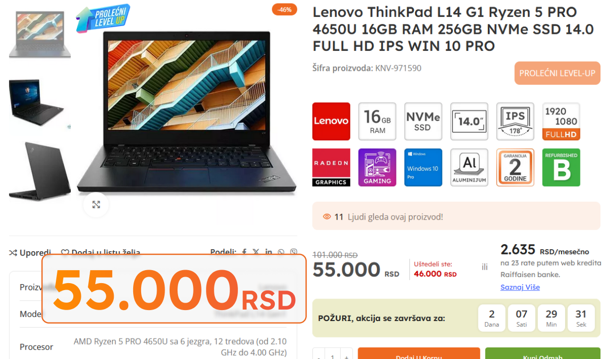ThinkPad L14 refurbished Lenovo ThinkPad L serija - Biznis klasa