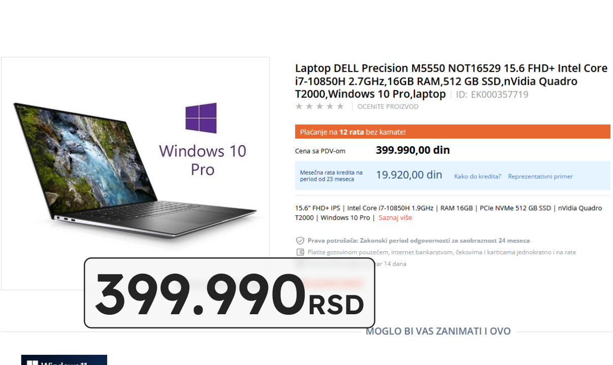 Dell Precision 5550 nov cena