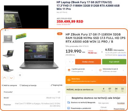 HP ZBook Fury 17 G8 cena